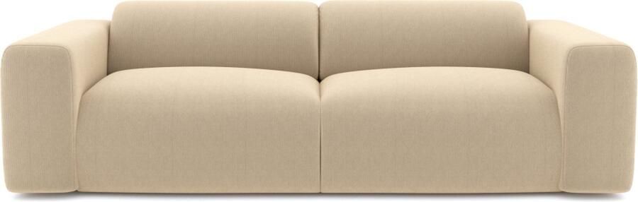 Maison Céphy Driezitsbank en fauteuil van beige stof met textuur POGNI van L 205 cm x H 73 cm x D 97 cm