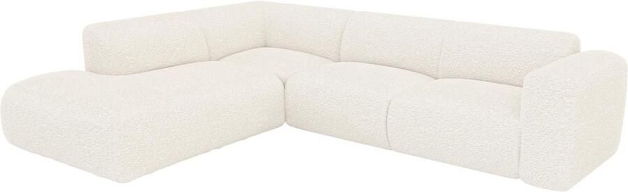 Vente-unique Grote hoekbank met hoek links met rugleuning aan de meridienne van witte boucléstof POGNI van Maison Céphy L 269 cm x H 73 cm x D 221 cm - Foto 3