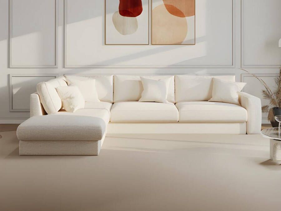 Maison Céphy Hoekbank links in beige stoffen bekleding JULINA L 267 cm x H 79 cm x D 254 cm