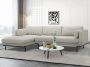 Maison Céphy Hoekbank met hoek links van beige stof en metalen poten ISABELLA L 269 cm x H 83 cm x D 166 cm - Thumbnail 1