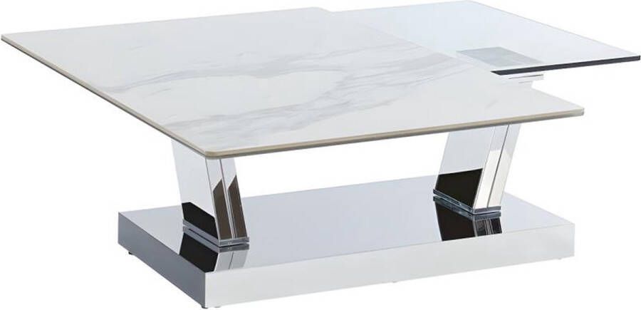 Maison Céphy Salontafel met draaibladen OXANA Gehard glas keramiek en staal L 150 cm x H 43 cm x D 60 cm - Foto 2