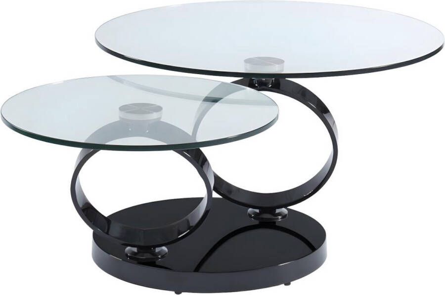 Maison Céphy Salontafel met draaiblad JOLINE Gehard transparant glas & zwart gechromeerde poten L 131.5 cm x H 42 cm x D 80 cm - Foto 3