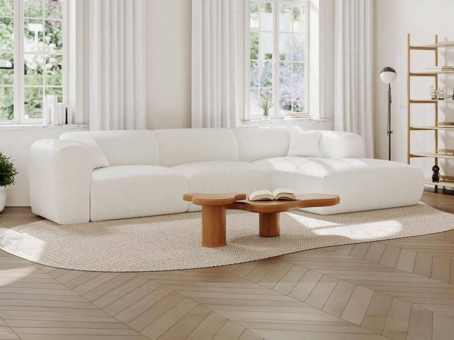 Vente-unique XXL-hoekbank met hoek rechts van witte boucléstof POGNI van Maison Céphy L 280 cm x H 73 cm x D 165 cm - Foto 2