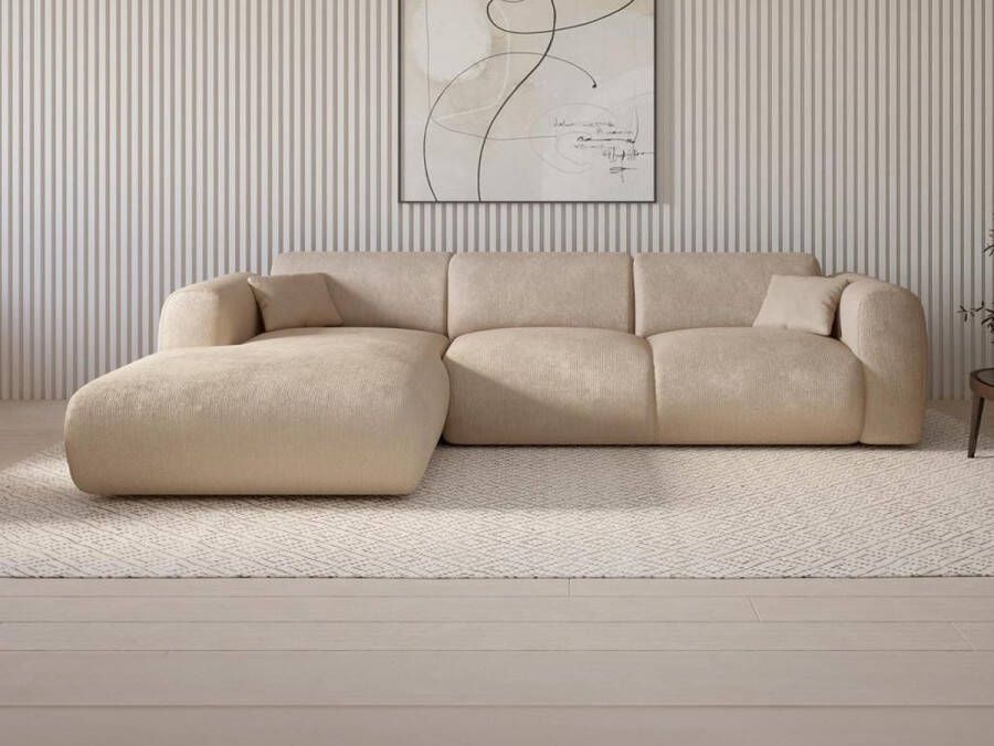 Maison Céphy XXL-hoekbank met hoek links in beige textuurstof POGNI van L 280 cm x H 73 cm x D 165 cm - Foto 2