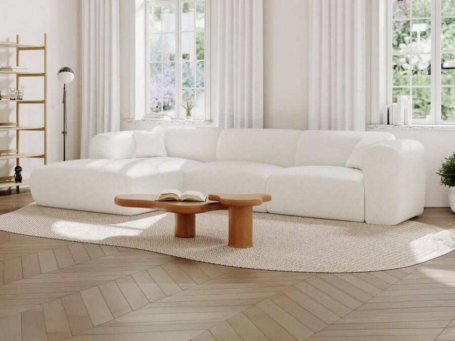 Vente-unique XXL-hoekbank met hoek links van witte boucléstof POGNI van Maison Céphy L 280 cm x H 73 cm x D 165 cm - Foto 2