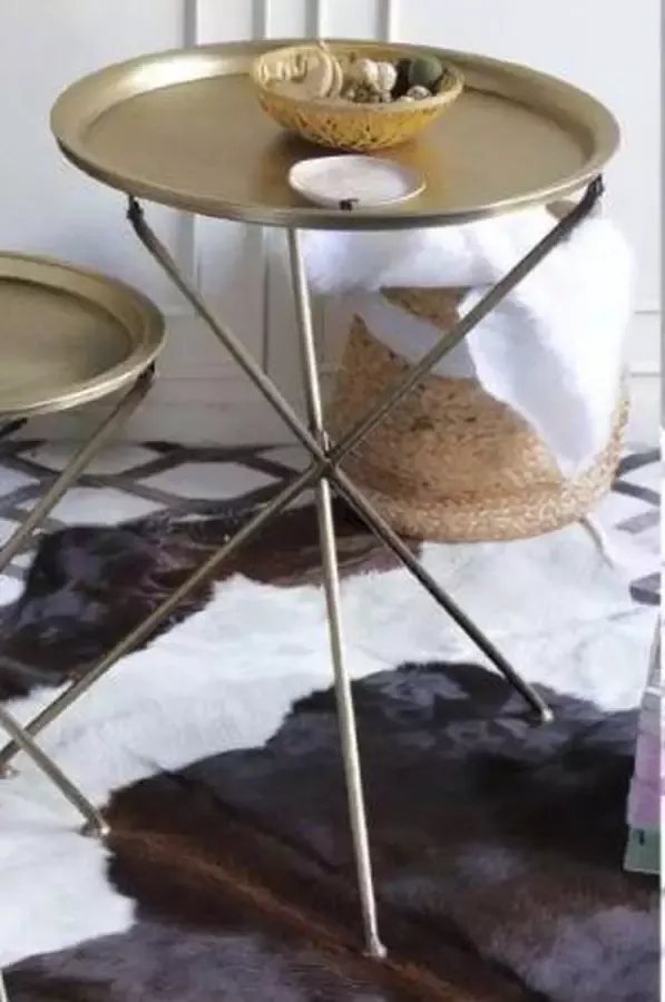 Maison de france Bijzettafel DKD Home Decor Gouden Blik (47 5 x 47 5 x 64 5 cm)