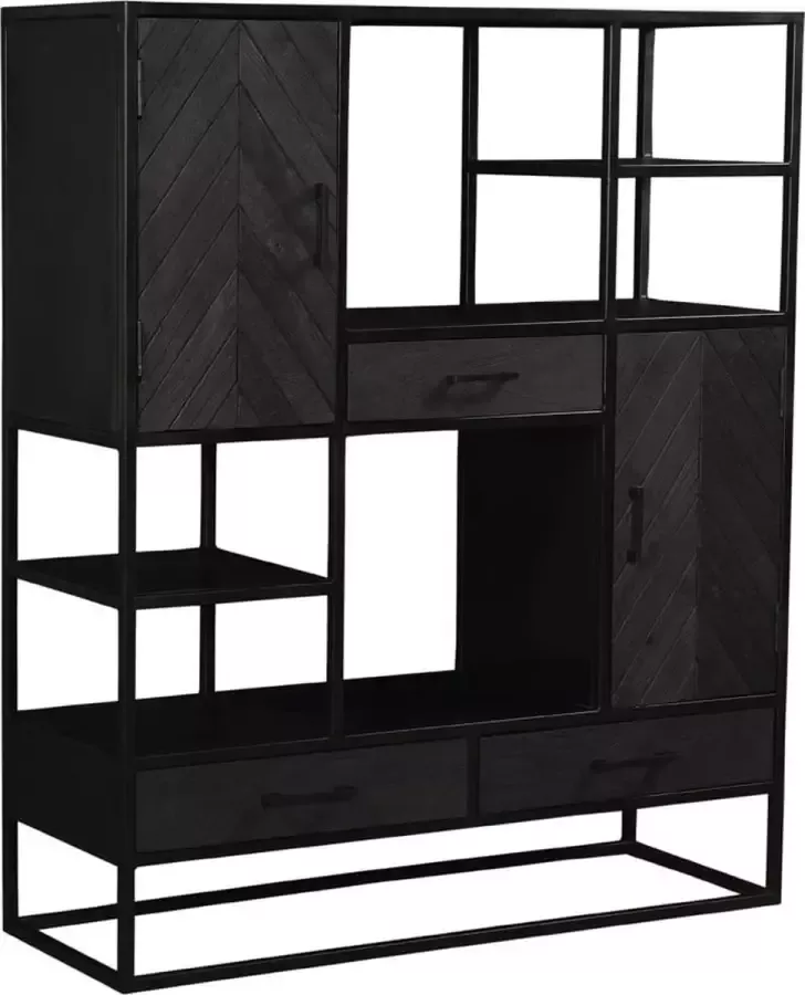 Maison de france Haring wijd open kast 120x40x140 cms -HMCB003BLK