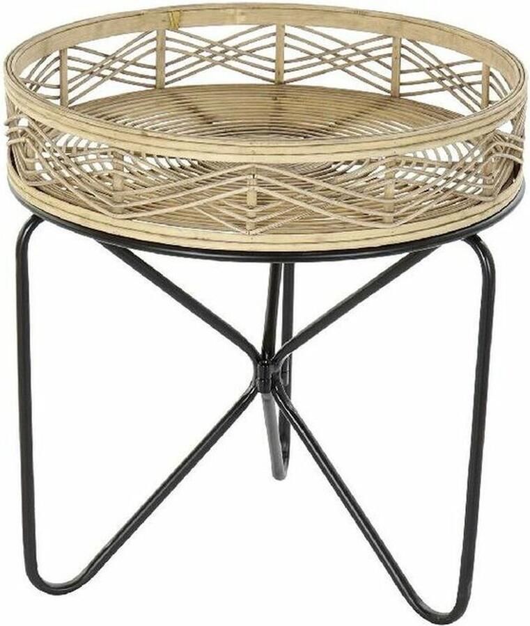 Maison de france Bijzettafel DKD Home Decor Zwart Bruin Rotan Bamboe (50 x 50 x 52 cm)