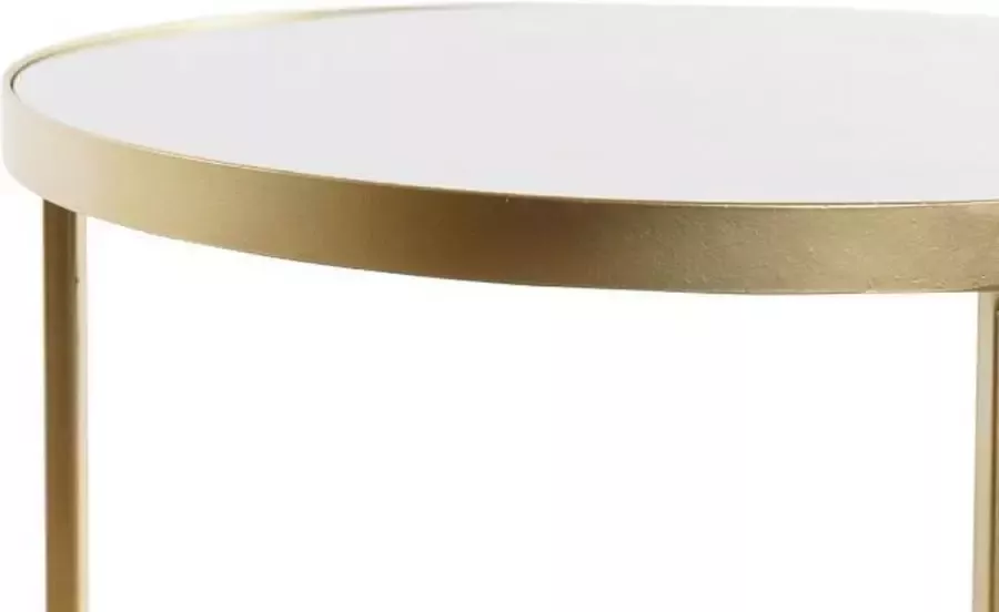 DKD Home Decor Set van 2 tafels Gouden Metaal Hout Wit (2 pcs) (30 x 30 x 41 cm) (35 x 35 x 44 cm)