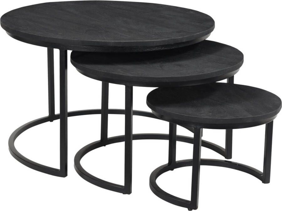 maison de france Set of 3 tables (black) 77x77x47-seiw005blk