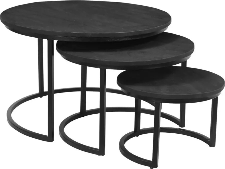 Maison de france Set of 3 tables (black) 77x77x47-seiw005blk