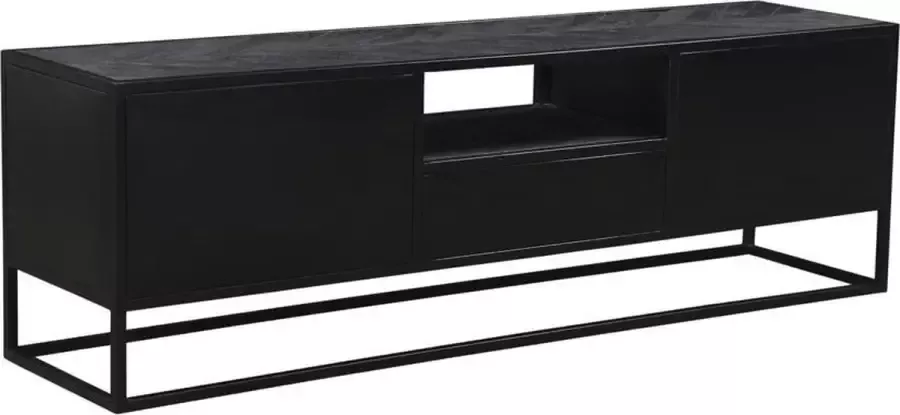 Maison de france Tv meubel herring collection 2 door 1 drawer tv unit 160x40x55-hmtv002blk transparant 160x40x55