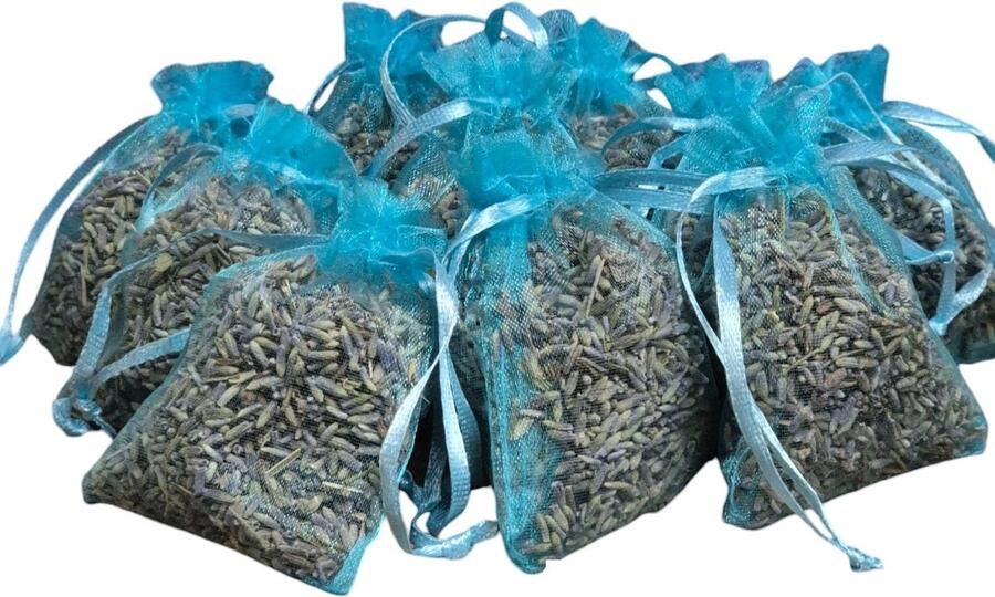 Maison de Lavande Lavendel geurzakjes met biologische lavendel uit de Provence 12 stuks à 6 gram aqua give away bedankje goodybag cadeau geurzakje kledingkast