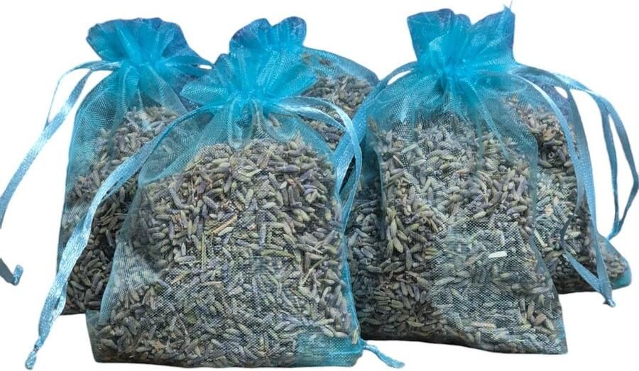 Maison de Lavande Lavendel geurzakjes met biologische lavendel uit de Provence – 6 stuks à 15 gram aqua give away bedankje goodybag cadeau geurzakje kledingkast
