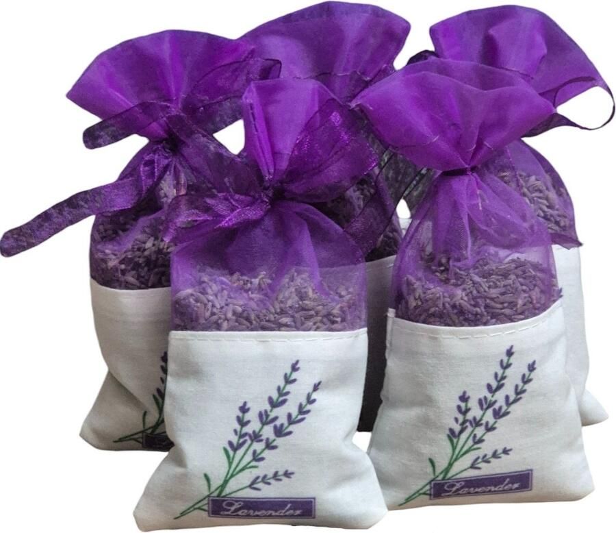 Maison de Lavande Lavendel geurzakjes met biologische lavendel uit de Provence 6 stuks à 15 gram lavender paars give away bedankje goodybag cadeau geurzakje kledingkast