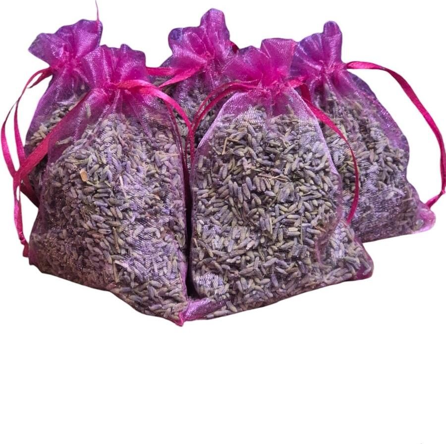 Maison de Lavande Lavendel geurzakjes met biologische lavendel uit de Provence – 6 stuks à 15 gram fuchsia give away bedankje goodybag cadeau geurzakje kledingkast