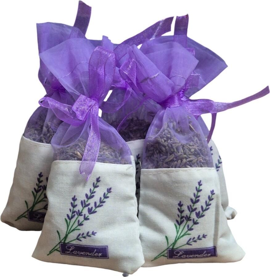 Maison de Lavande Lavendel geurzakjes met biologische lavendel uit de Provence 6 stuks à 15 gram lila lavender give away bedankje goodybag cadeau geurzakje kledingkast
