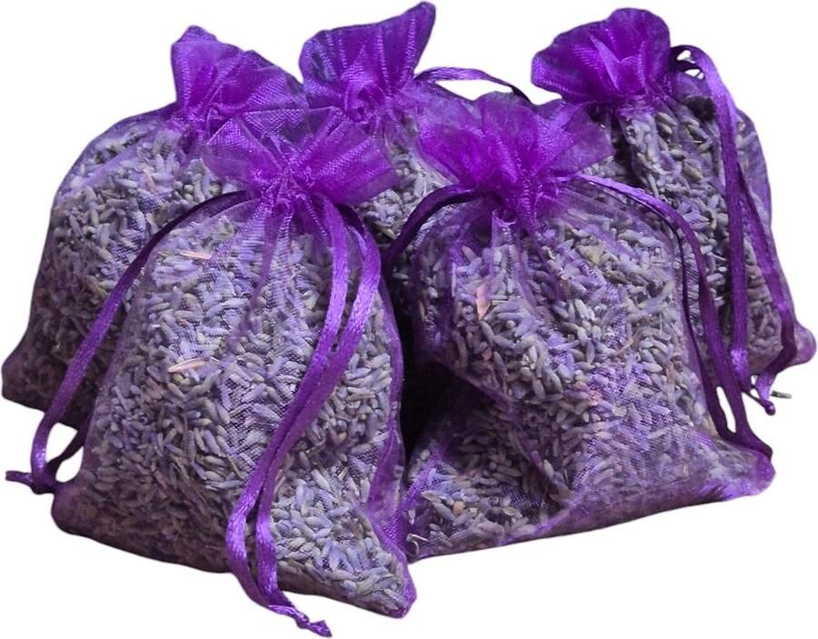 Maison de Lavande Lavendel geurzakjes met biologische lavendel uit de Provence – 6 stuks à 17 gram paars give away bedankje goodybag cadeau geurzakje kledingkast