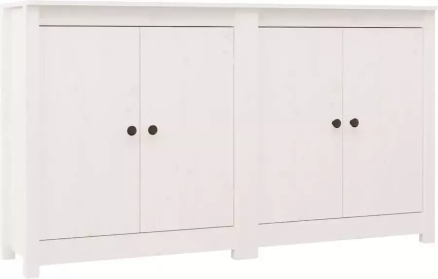 Maison Exclusive 2 st Dressoirs 70x35x80 cm massief grenenhout wit