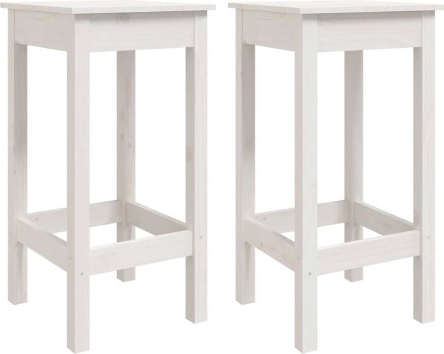 Maison Exclusive Barstoelen 2 st 40x40x78 cm massief grenenhout wit