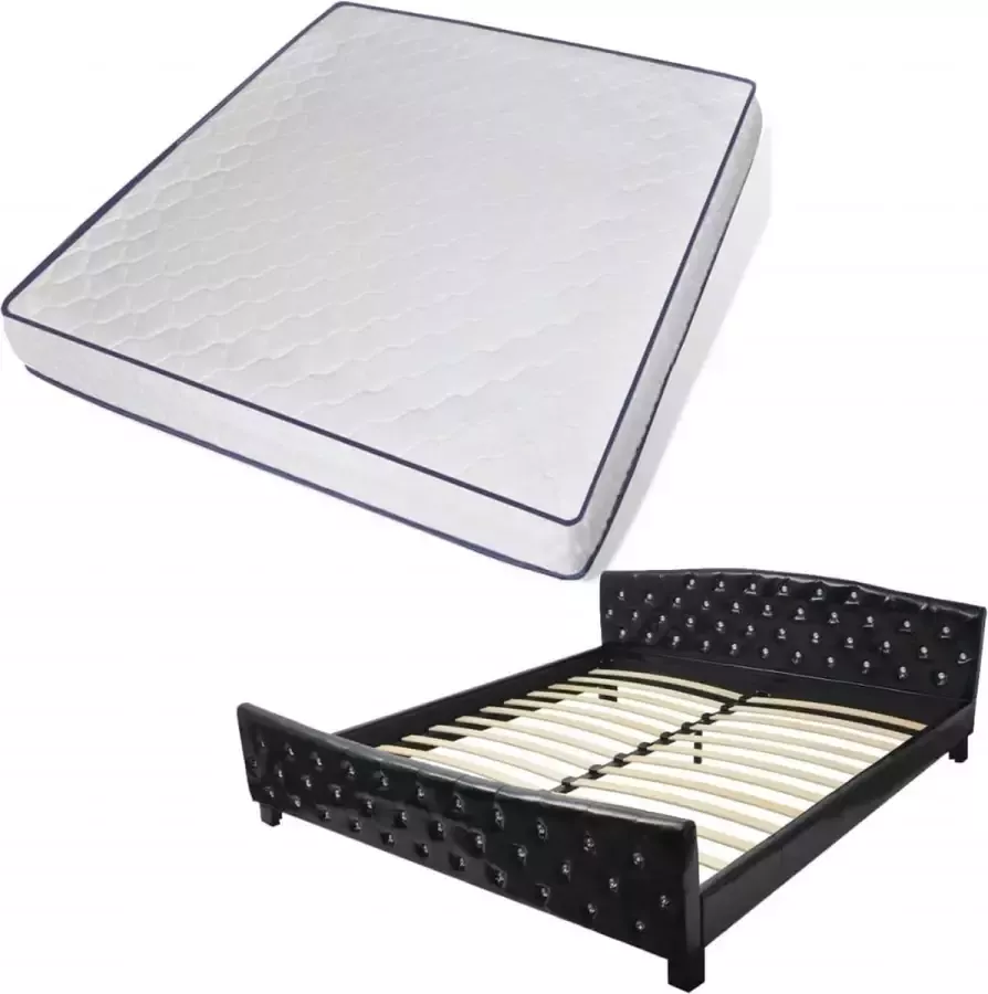 Maison Exclusive Bed met traagschuim matras kunstleer zwart 180x200 cm