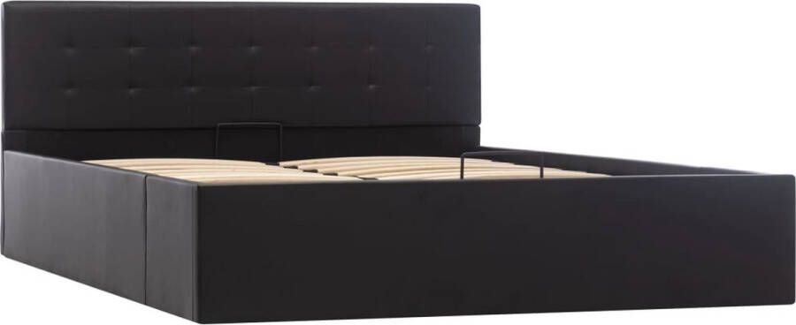 Maison Exclusive Bedframe hydraulisch kunstleer zwart 140x200 cm