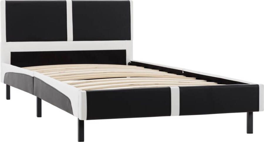 Maison Exclusive Bedframe kunstleer zwart en wit 90x200 cm