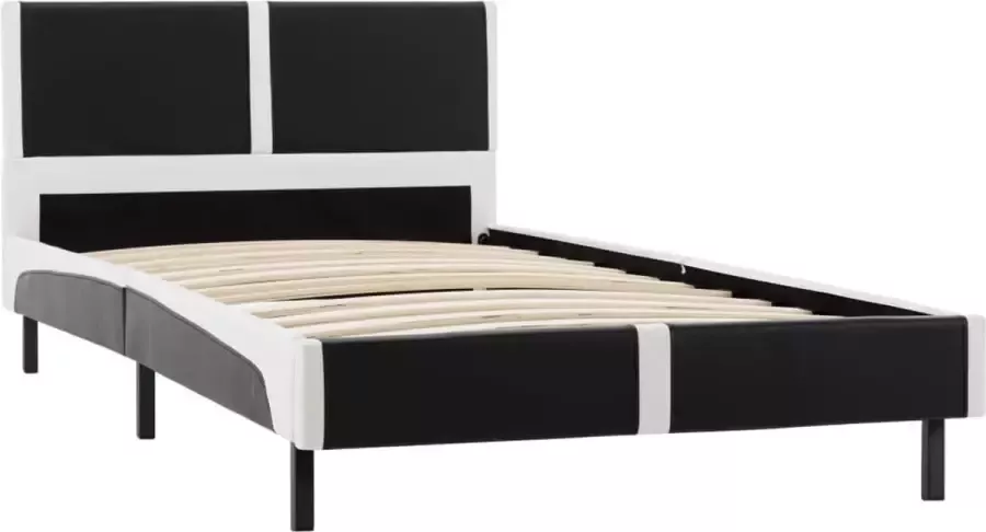 Maison Exclusive Bedframe kunstleer zwart en wit 90x200 cm