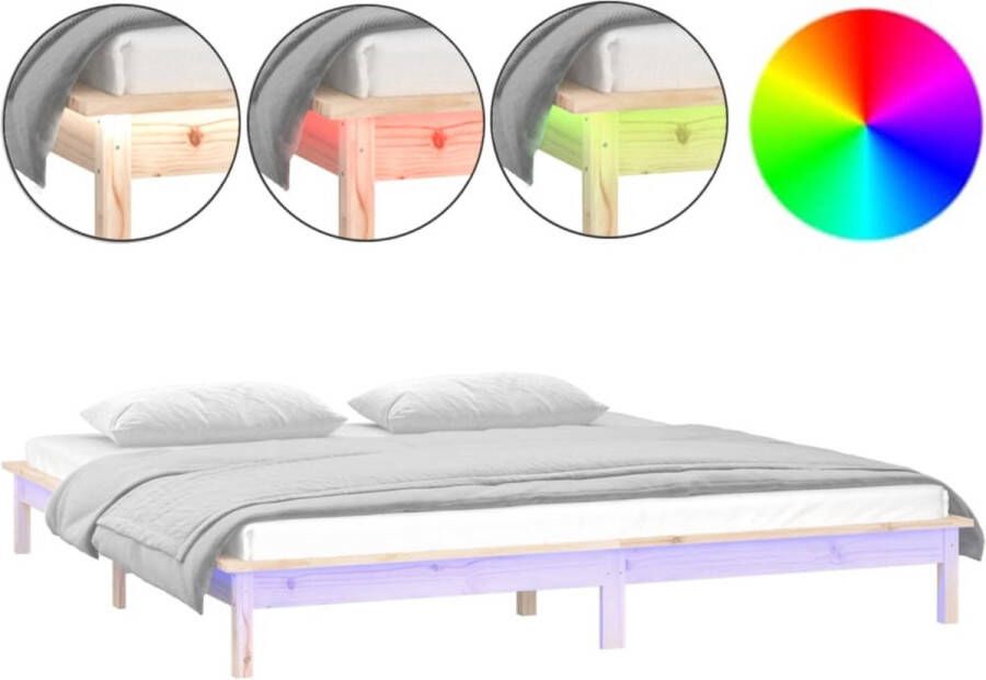 Maison Exclusive Bedframe LED massief hout 135x190 cm 4FT6 Double
