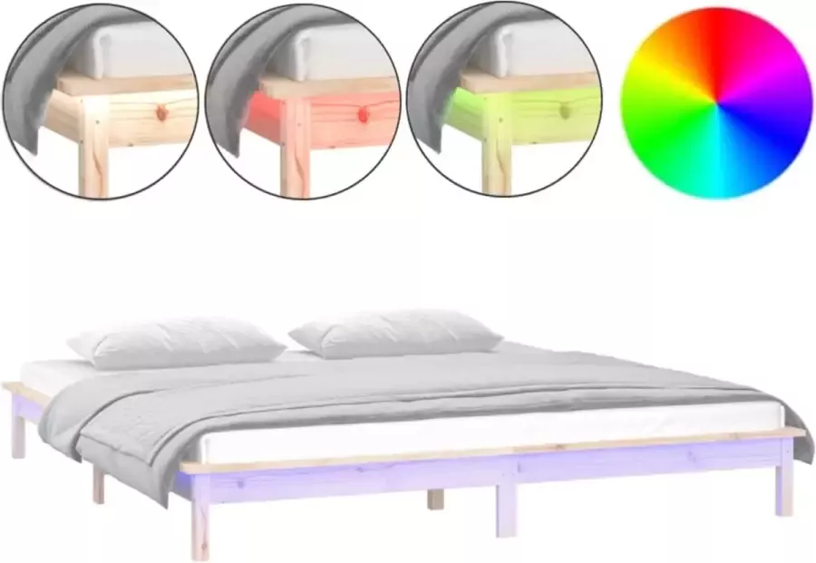 Maison Exclusive Bedframe LED massief hout 135x190 cm 4FT6 Double