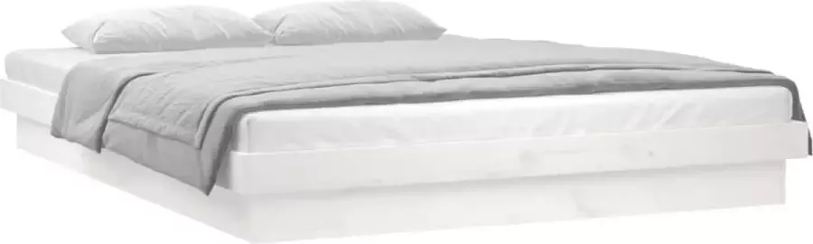 Maison Exclusive Bedframe LED massief hout wit 150x200 cm 5FT King Size