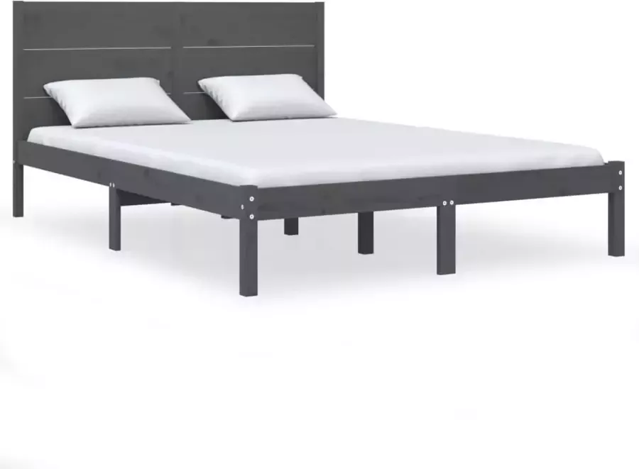 Maison Exclusive Bedframe massief grenenhout grijs 160x200 cm