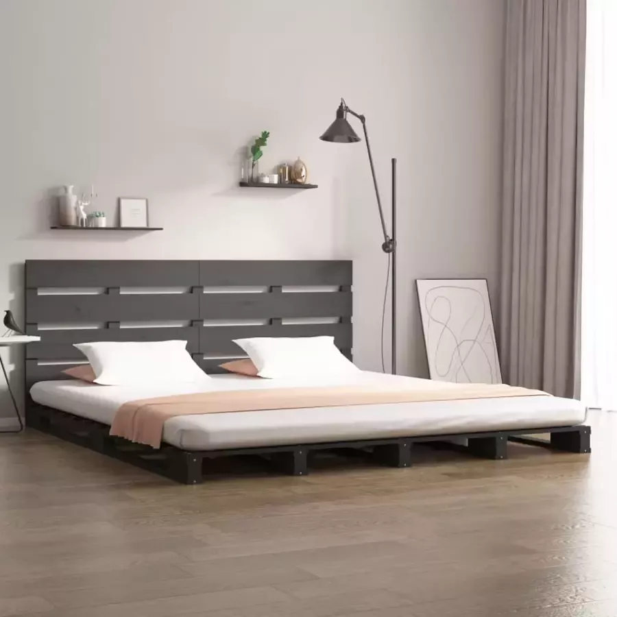 Maison Exclusive Bedframe massief grenenhout grijs 180x200 cm 6FT Super King