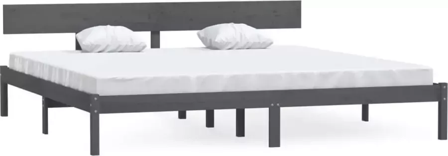 Maison Exclusive Bedframe massief grenenhout grijs 180x200 cm UK Super King