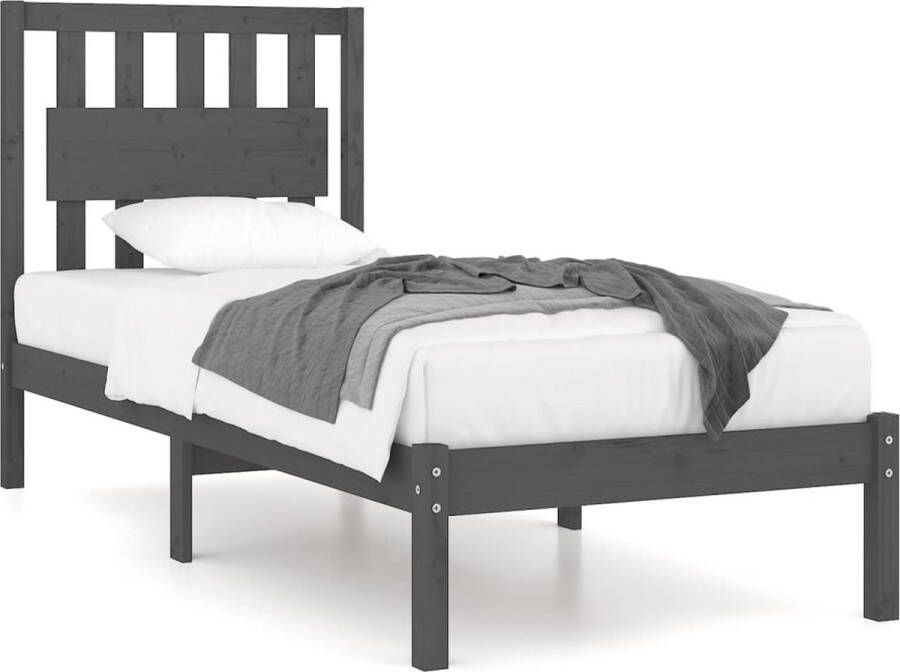 Maison Exclusive Bedframe massief grenenhout grijs 90x190 cm 3FT Single