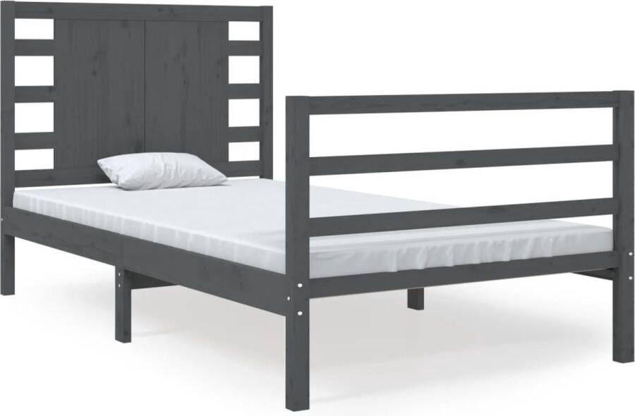 Maison Exclusive Bedframe massief grenenhout grijs 90x190 cm 3FT Single