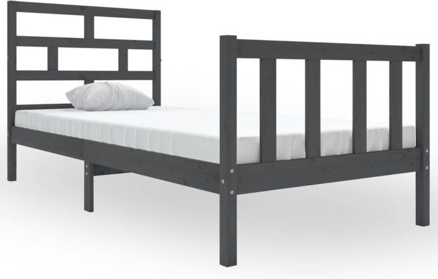 Maison Exclusive Bedframe massief grenenhout grijs 90x190 cm 3FT single