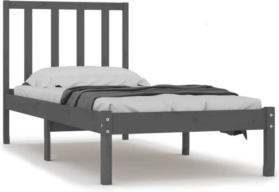 Maison Exclusive Bedframe massief grenenhout grijs 90x190 cm 3FT Single