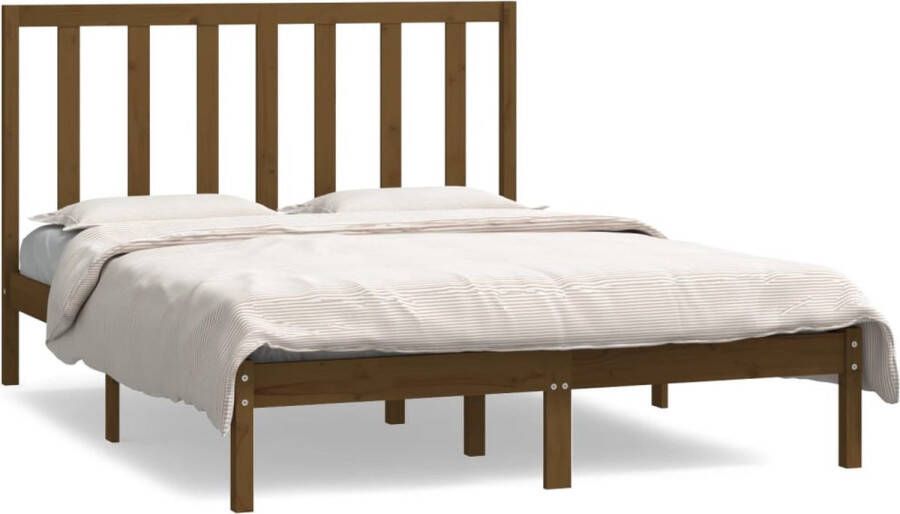 Maison Exclusive Bedframe massief grenenhout honingbruin 135x190 cm 4FT6 Double