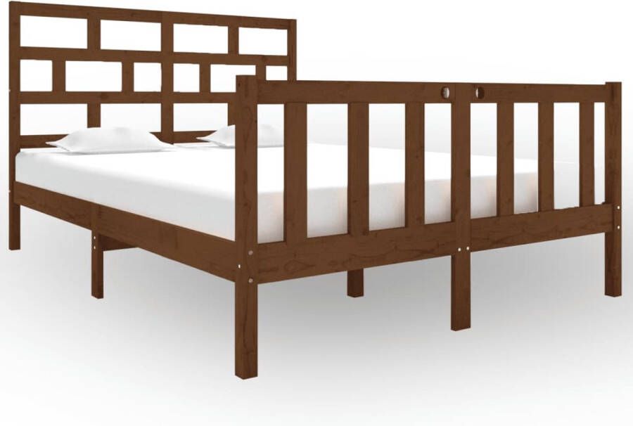 Maison Exclusive Bedframe massief grenenhout honingbruin 135x190 cm 4FT6 Double