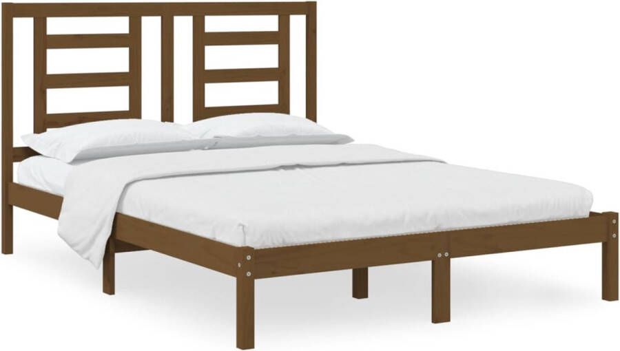 Maison Exclusive Bedframe massief grenenhout honingbruin 135x190 cm 4FT6 Double