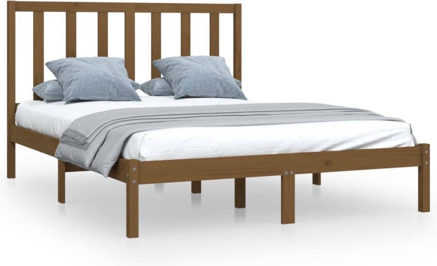 Maison Exclusive Bedframe massief grenenhout honingbruin 135x190 cm 4FT6 Double