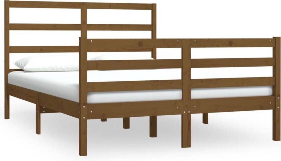 Maison Exclusive Bedframe massief grenenhout honingbruin 135x190 cm 4FT6 Double