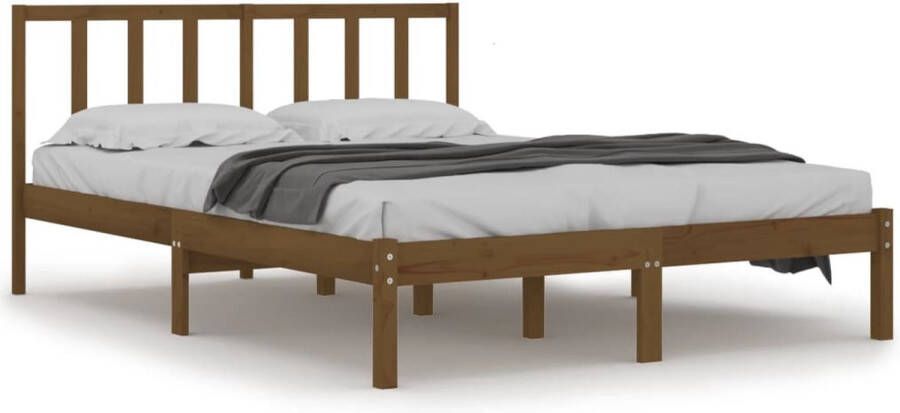 Maison Exclusive Bedframe massief grenenhout honingbruin 135x190 cm 4FT6 Double