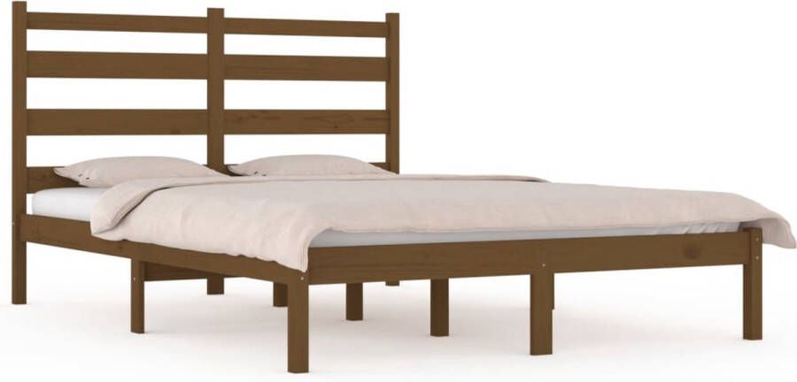 Maison Exclusive Bedframe massief grenenhout honingbruin 135x190 cm 4FT6 Double