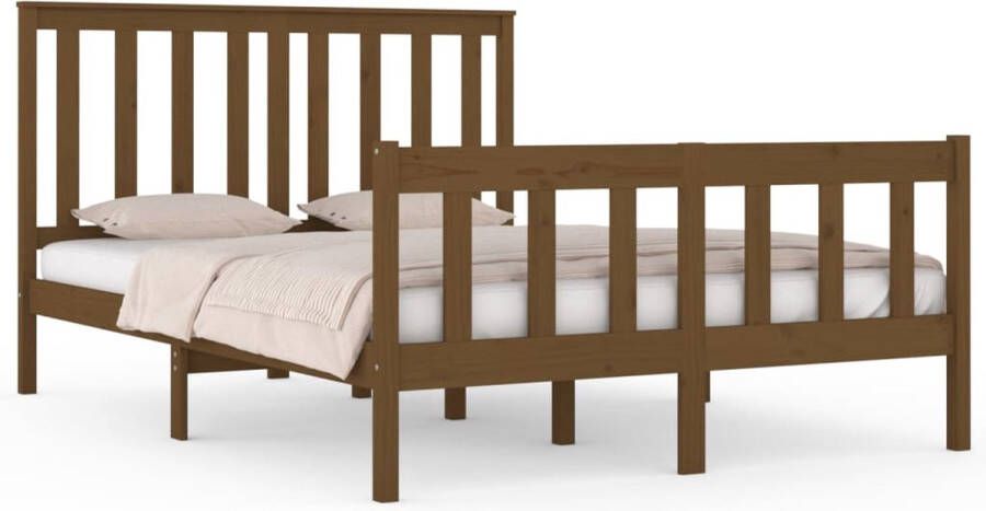 Maison Exclusive Bedframe massief grenenhout honingbruin 135x190 cm 4FT6 Double