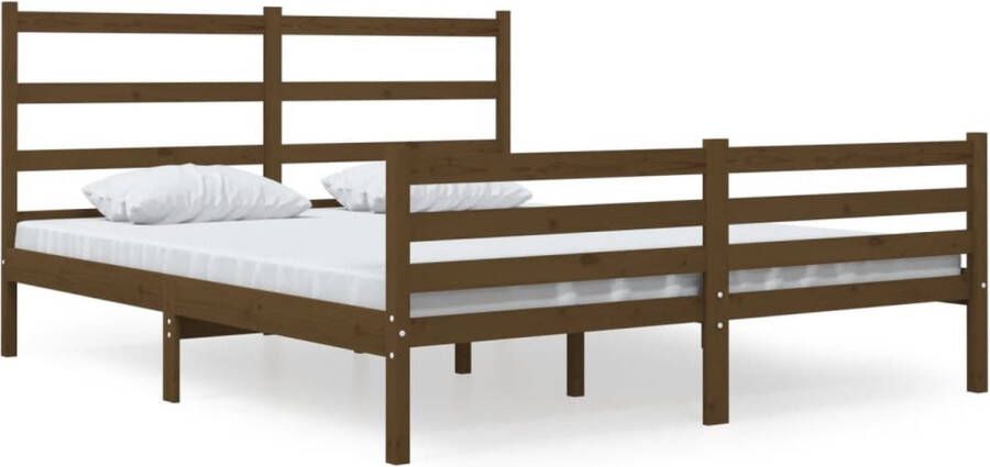 Maison Exclusive Bedframe massief grenenhout honingbruin 135x190 cm 4FT6 Double