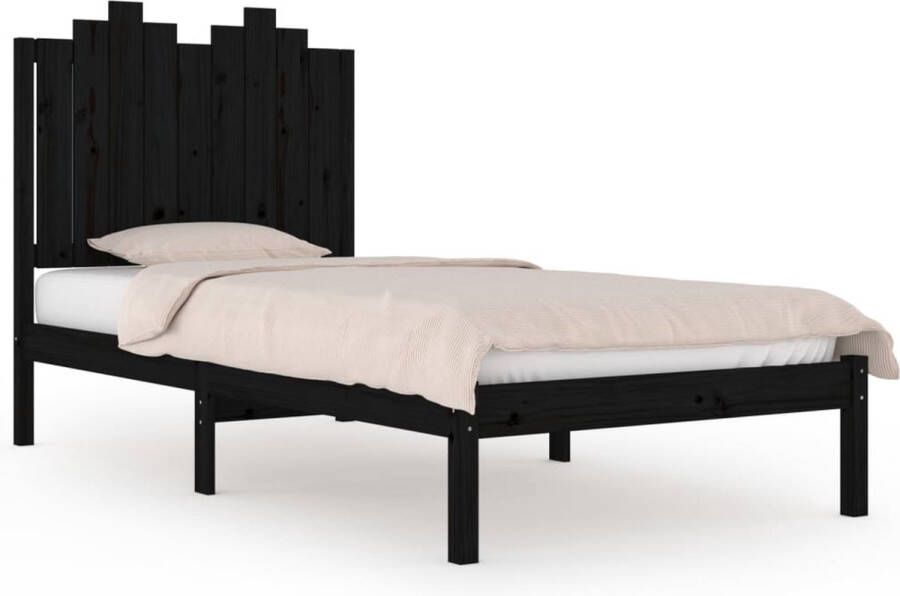 Maison Exclusive Bedframe massief grenenhout zwart 90x190 cm 3FT Single