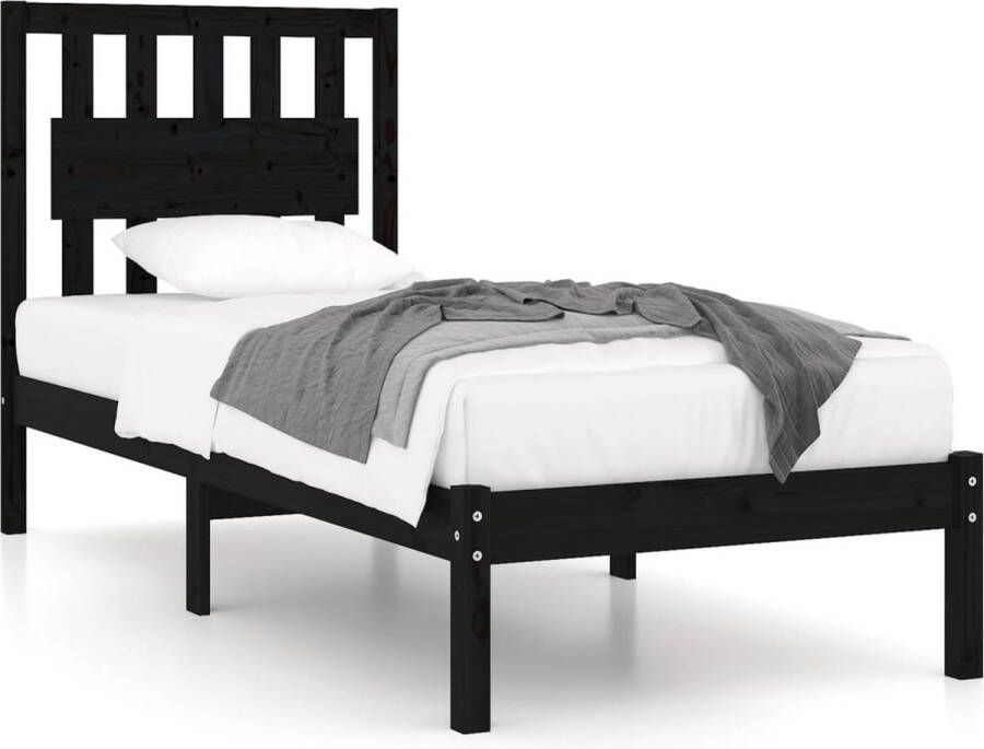 Maison Exclusive Bedframe massief grenenhout zwart 90x190 cm 3FT Single