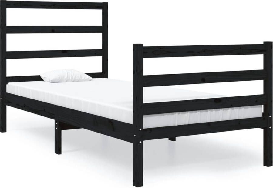 Maison Exclusive Bedframe massief grenenhout zwart 90x190 cm 3FT Single